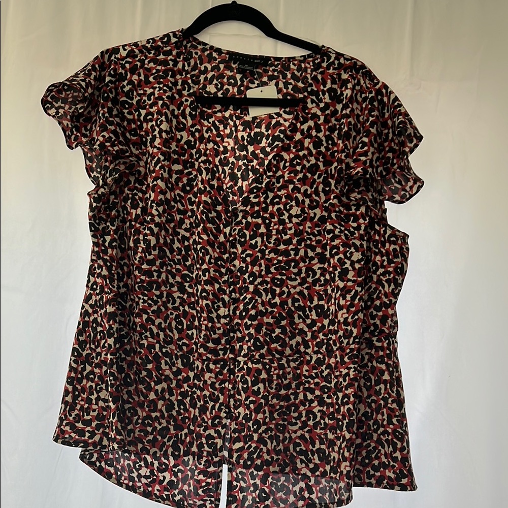 Sanctuary Brown and Black Ruffled Blouse